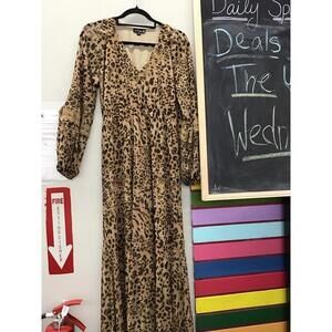Antthony originals maxi dress size small cheetah print sheer with slip new HSN